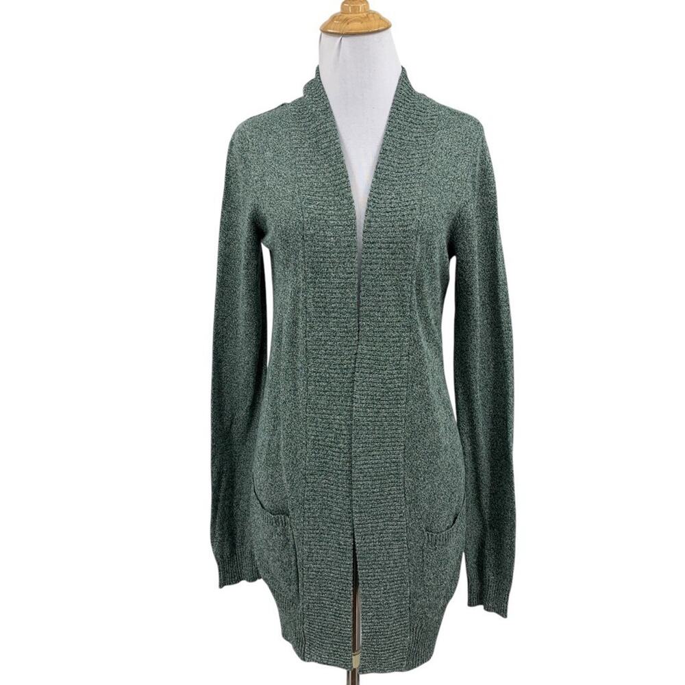 Staring at Stars Cardigan Womens L Large Kelly Open Front Pockets Draped Sweater